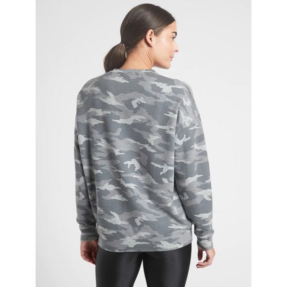 Athleta Balance Pullover Nirvana Sweatshirt In Camo Lux Dark Grey Size Large - Picture 2 of 6